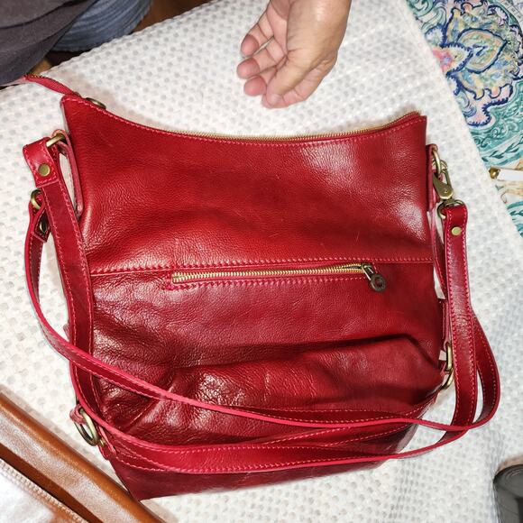 VERA PELLE XL GENUINE LEATHER RED SHOULDER BAG  MADE IN ITALY - Picture 9 of 9